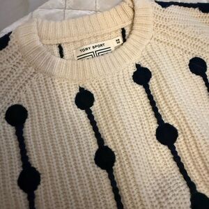 Tory Sport Ivory and Navy Knit Sweater